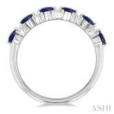 3 MM Sapphire and 1/3 Ctw Round Cut Diamond Precious Band in 14K White Gold