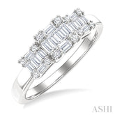 1/2 Ctw Past, Present & Future Baguette and Round Cut Diamond Fusion Fashion Ring in 14K White Gold