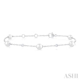 Pearl & Diamond Station Chain Bracelet