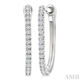 1/10 Ctw Round Cut Diamond Fashion Hoop Earrings in 10K White Gold