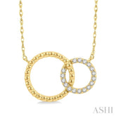 1/10 Ctw Interlocking Twin Circles Round Cut Diamond Pendant With Chain in 10K Yellow Gold