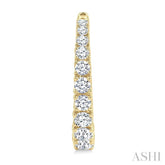 1 1/2 Ctw Graduated Round Cut Diamond Fashion Hoop Earrings in 14K Yellow Gold