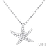 1/5 Ctw Petite Starfish Round Cut Diamond Fashion Pendant With Chain in 10K White Gold