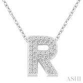 1/8 Ctw Bubble Accent Initial 'R' Round Cut Diamond Fashion Pendant With Chain in 10K White Gold
