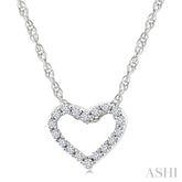 1/20 Ctw Heart Shape Round Cut Diamond Pendant With Chain in 10K White Gold