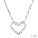 1/20 Ctw Heart Shape Round Cut Diamond Pendant With Chain in 10K White Gold
