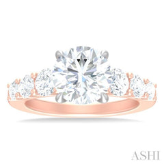 1 1/5 ctw Round Shape Round Cut Diamond Semi Mount Engagement Ring in 14K Rose and White Gold