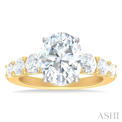 1 1/4 ctw Oval Shape Round Cut Diamond Semi Mount Engagement Ring in 14K Yellow and White Gold