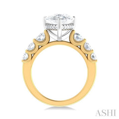 1 1/5 ctw Pear Shape Round Cut Diamond Semi Mount Engagement Ring in 14K Yellow and White Gold