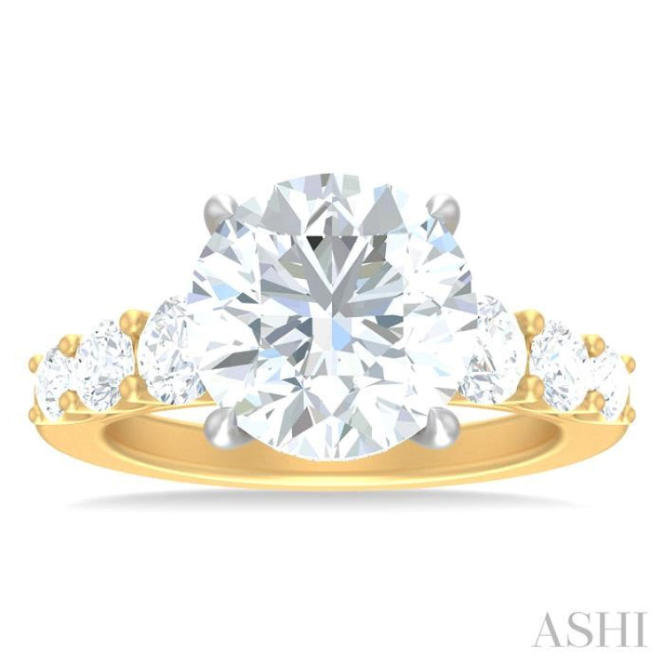 1 1/4 ctw Round Shape Round Cut Diamond Semi Mount Engagement Ring in 14K Yellow and White Gold
