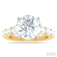 1 1/4 ctw Round Shape Round Cut Diamond Semi Mount Engagement Ring in 14K Yellow and White Gold