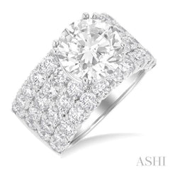 2 1/6 Ctw Wide Four Row Round Cut Diamond Semi-Mount Engagement Ring in 14K White Gold
