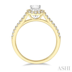 1/6 ctw Oval Shape Semi-Mount Diamond Engagement Ring in 14K Yellow and White Gold