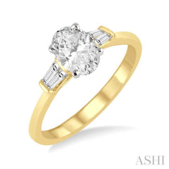 1/6 ctw Baguette Diamond Semi-Mount Engagement Ring in 14K Yellow and White Gold