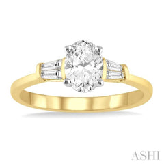 1/6 ctw Baguette Diamond Semi-Mount Engagement Ring in 14K Yellow and White Gold