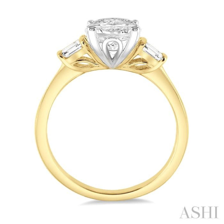 1/6 ctw Baguette Diamond Semi-Mount Engagement Ring in 14K Yellow and White Gold
