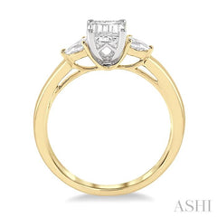 1/5 ctw Pear Cut Diamond Semi-Mount Engagement Ring in 14K Yellow and White Gold