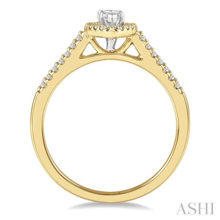 1/5 Ctw Marquise Shape Round Cut Diamond Semi Mount Engagement Ring in 14K Yellow and White Gold