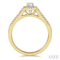 1/5 Ctw Marquise Shape Round Cut Diamond Semi Mount Engagement Ring in 14K Yellow and White Gold