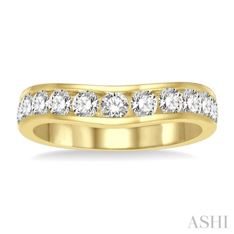 1 Ctw Round Cut Diamond Inlay Wedding Band in 14K Yellow Gold