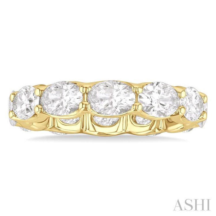 3 3/4 ctw East-West Set Oval Cut Diamond Eternity Wedding Band in 14K Yellow Gold