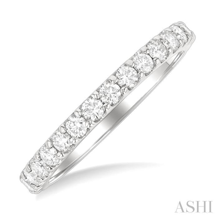 1.00 Ctw Round Cut Diamond Eternity Wedding Band in 14K White Gold