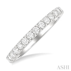 1.00 Ctw Round Cut Diamond Eternity Wedding Band in 14K White Gold