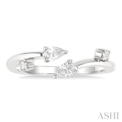 1/4 Ctw Open Bypass Pear and Round Cut Diamond Fashion Ring in 14K White Gold
