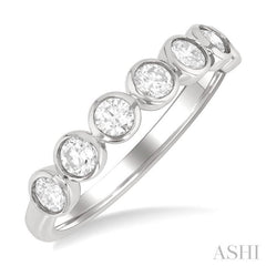 3/4 Ctw Bezel Set Round Cut Diamond Band in 14K White Gold