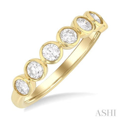 3/4 Ctw Bezel Set Round Cut Diamond Band in 14K Yellow Gold