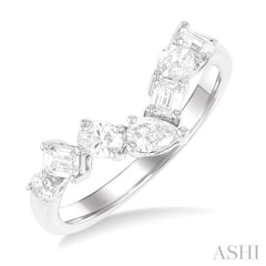 3/4 Ctw Mixed Cut Diamond Chevron Fashion Band in 14K White Gold