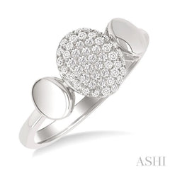1/4 Ctw Oval Shape Pave Set Round Cut Diamond Ring in 10K White Gold