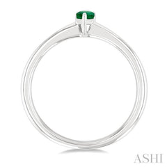 5x3 MM Pear shape Emerald Precious Solitaire Ring in 14K White Gold
