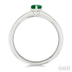 6x4 MM Pear Shape Emerald Precious Solitaire Ring in 14K White Gold