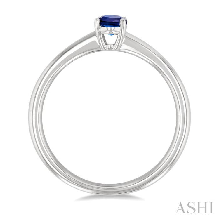 6x4 MM Oval Shape Sapphire Precious Solitaire Ring in 14K White Gold