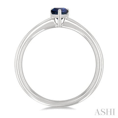 6x4 MM Pear Shape Sapphire Precious Solitaire Ring in 14K White Gold