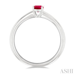 6x4 MM Oval Shape Ruby Precious Solitaire Ring in 14K White Gold