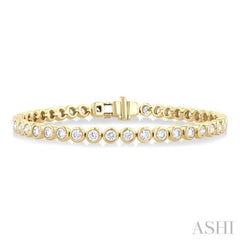 4 1/5 Ctw East-West Bezel Set Round Cut Diamond Tennis Bracelet in 14K Yellow Gold