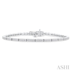 1 Ctw Double Row Round Cut Diamond Bar Link Tennis Bracelet in 10K White Gold