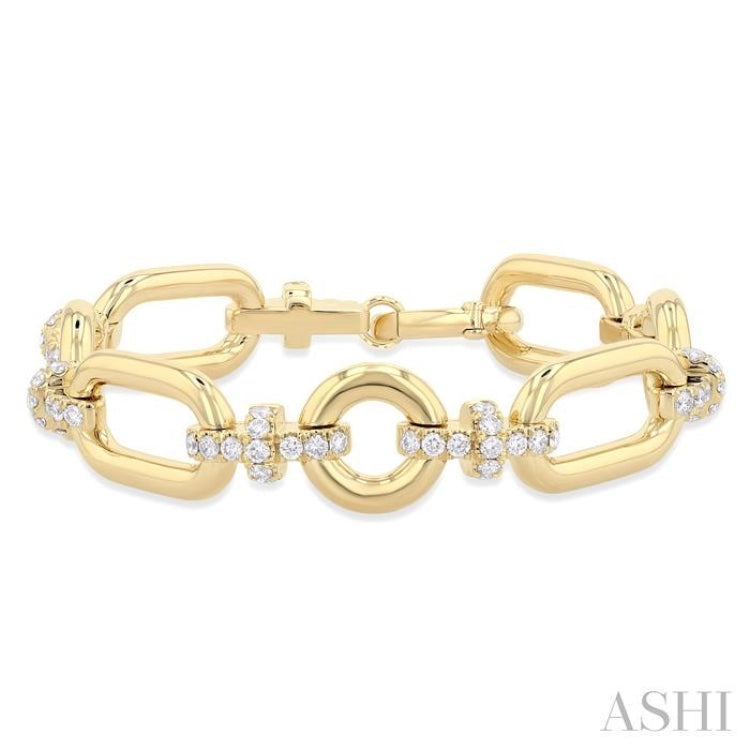 2 5/8 Ctw Round Cut Diamond Open Window Bold Link Aeris Gold Fashion Bracelet in 14K Yellow Gold