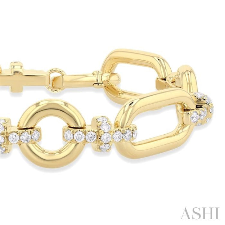 2 5/8 Ctw Round Cut Diamond Open Window Bold Link Aeris Gold Fashion Bracelet in 14K Yellow Gold
