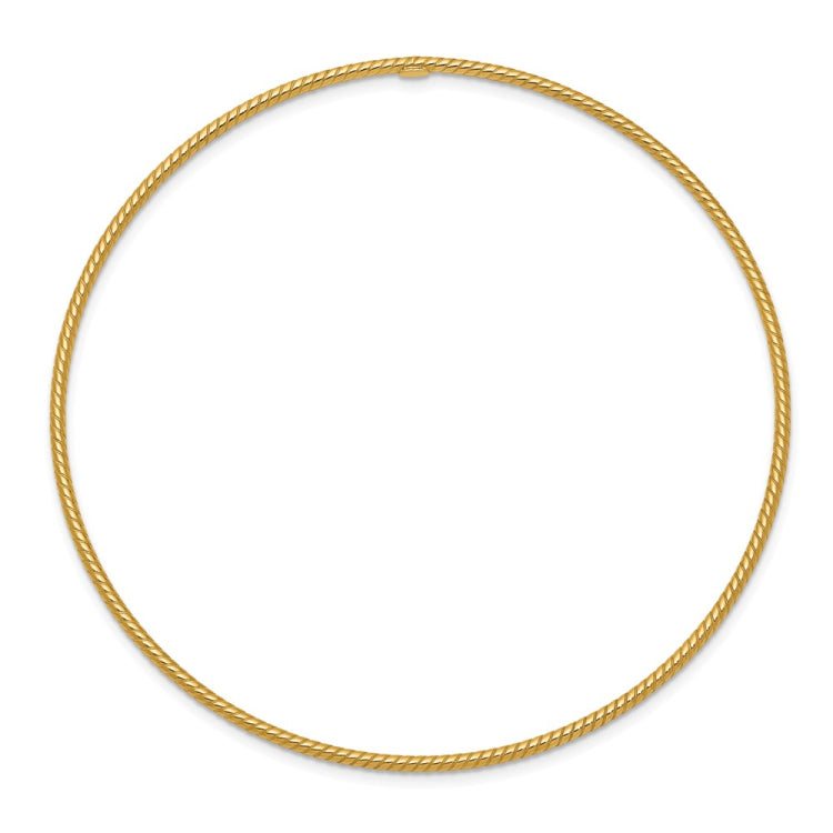 14k Polished Textured Twist 1.50mm Slip-on Round Bangle Bracelet