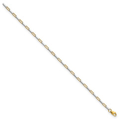 14k Two-tone Polished Fancy Box Links 7.5 inch Bracelet