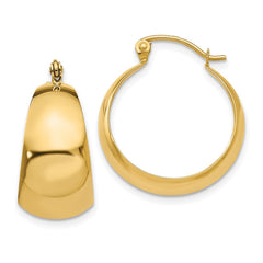 14k 10.5x23mm Polished Tapered Hoop Earrings