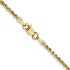 14K 24 inch 2mm Regular Rope with Lobster Clasp Chain