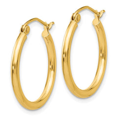 14k Polished 2x20mm Tube Hoop Earrings