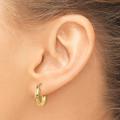 14k Diamond-cut 3mm Round Hoop Earrings