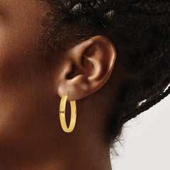 14k 4x30mm Lightweight Oval Tube Hoop Earrings