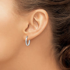 14k White Gold Polished 2.75mm Oval Tube Hoop Earrings