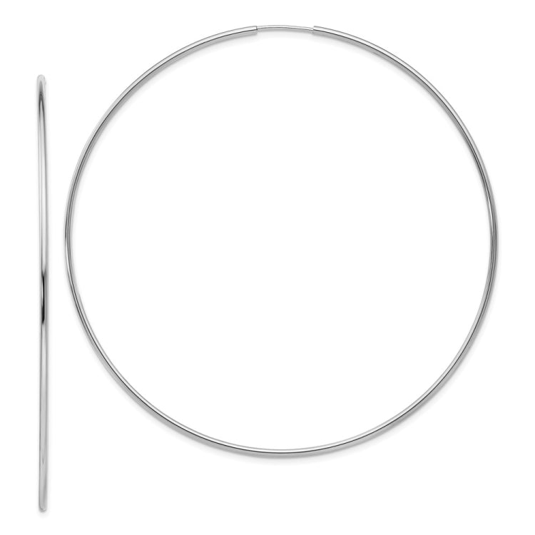 14k White Gold 1.2x69mm Polished Endless Tube Hoop Earrings
